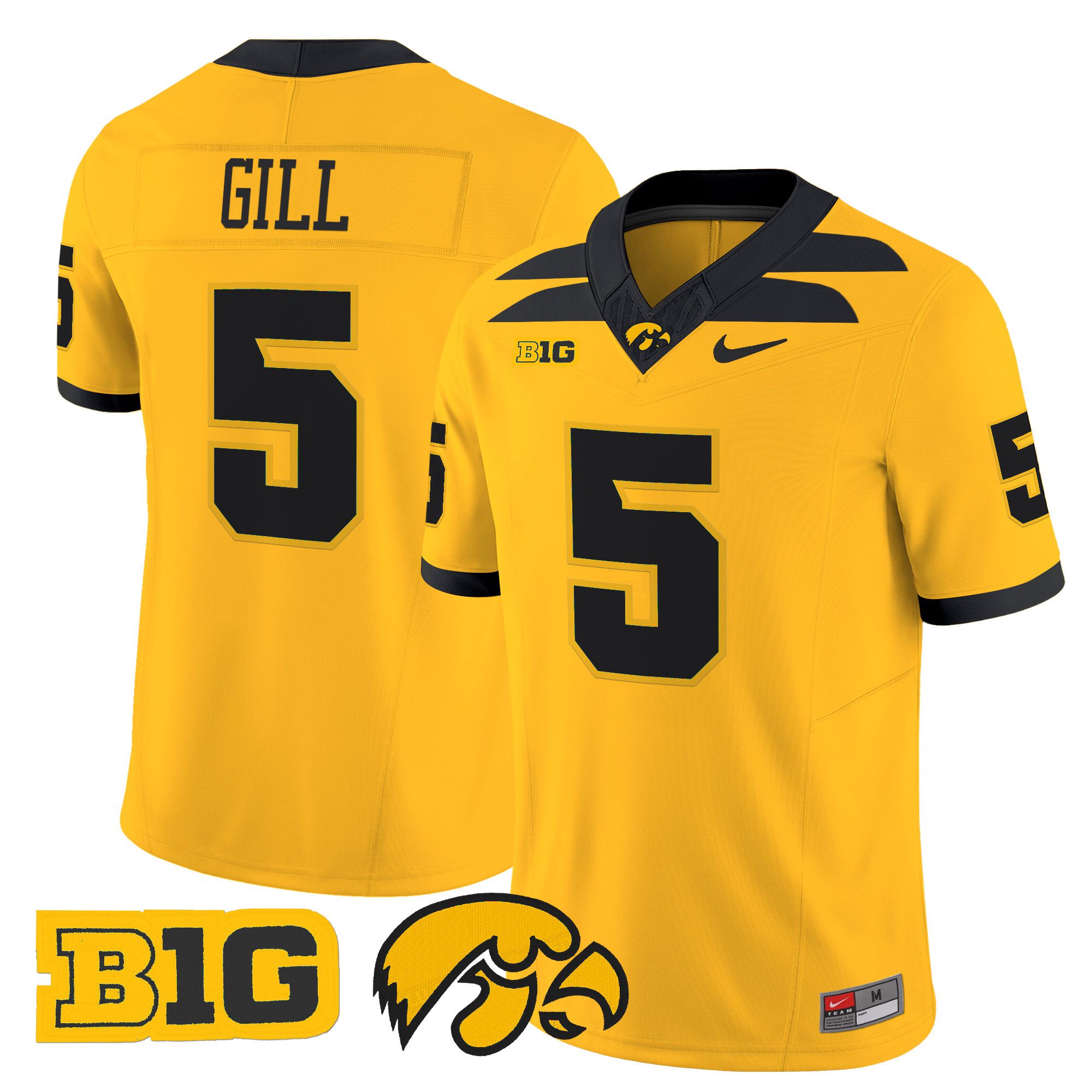 Men Iowa Hawkeyes #5 Gill Yellow Nike 2024 Vapor Limited NCAA Jersey style 1->ncaa teams->NCAA Jersey